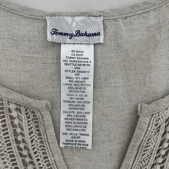 Tommy Bahama St. Lucia Split Neck Dress Cover Up - Tan Beige Size XS Boho Summer - Picture 3 of 9